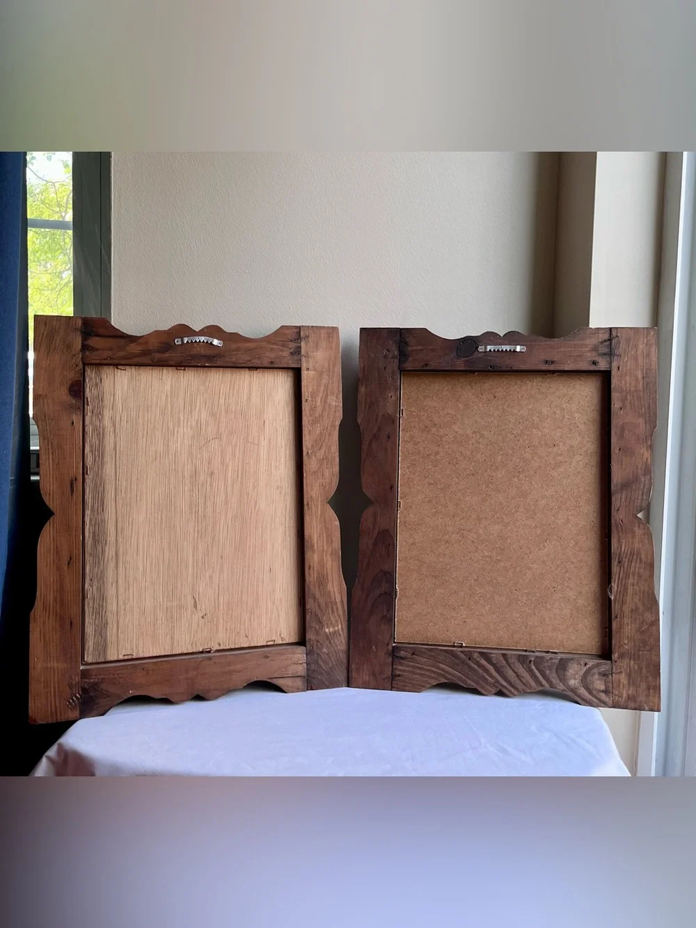 Pair of Rustic Vintage Wood Framed Duck Print Wall Art – Lavender Blue